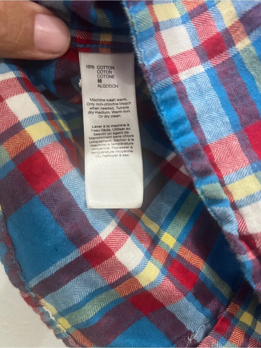 Baby Gap Boys 4-5Y Plaid Button Down Shirt Blue Red Long Sleeve 100% Cotton